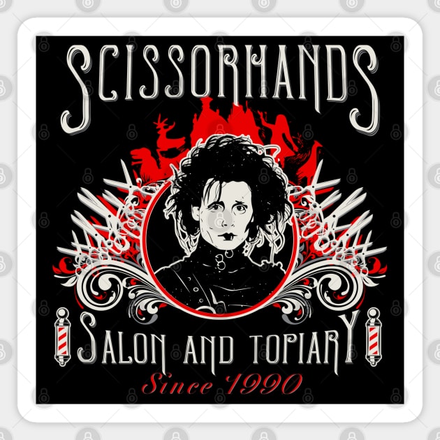 Scissorhands Salon and Topiary Sticker by Alema Art